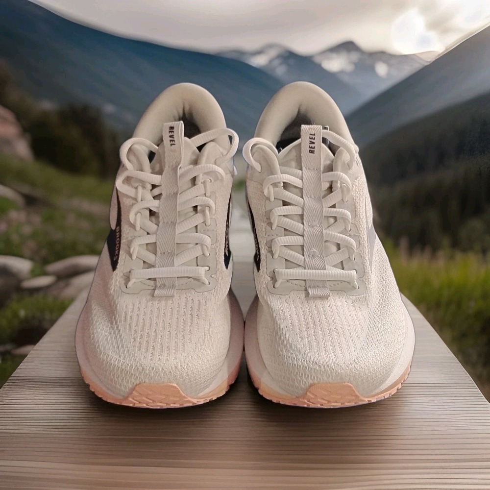 Brooks Revel 7 Women's Athletic Sneaker Oyster White Peach 120424-1B-195 - Picture 4 of 5